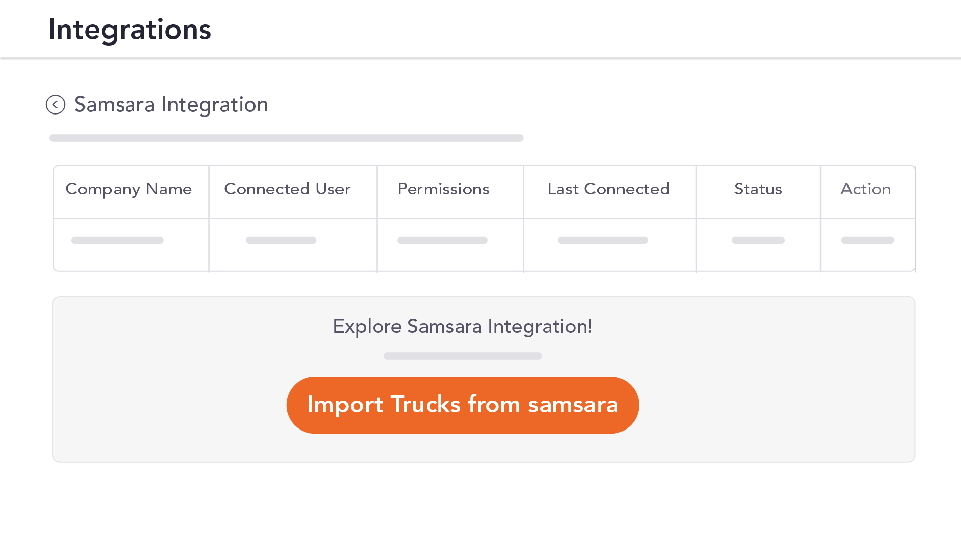 Connect with your Samsara Account and Import Trucks